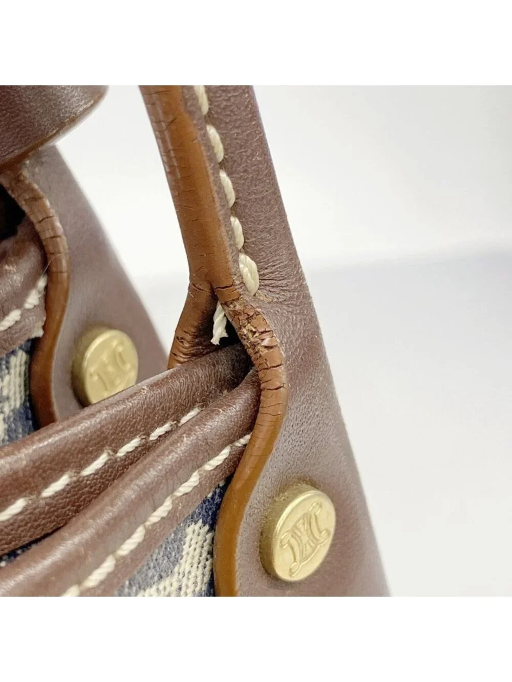 Celine Shoulder Bag C Macadam Denim Blue Gold